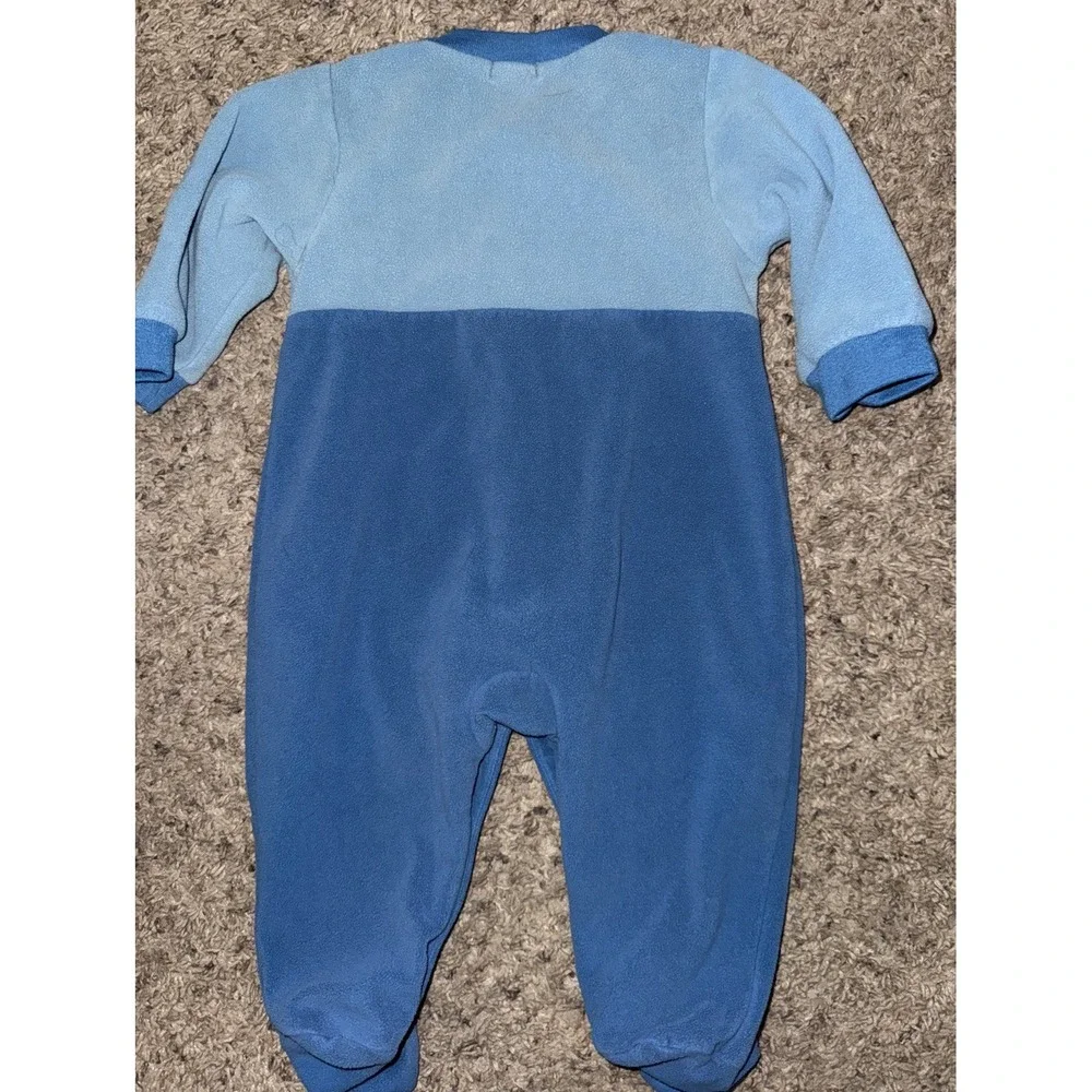9 Month Carter's‎ VINTAGE Bue Fleece Lion Footed Snap Up Sleeper
